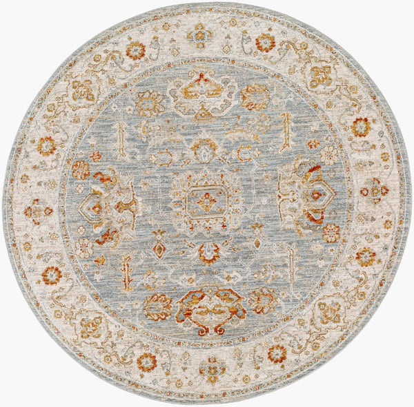 Livabliss Avant Garde Traditional Fringe Area Rug with Polypropylene Weave for Large Living Rooms Denim, Sage 7'10" x 7'10" AVT2318-710RD