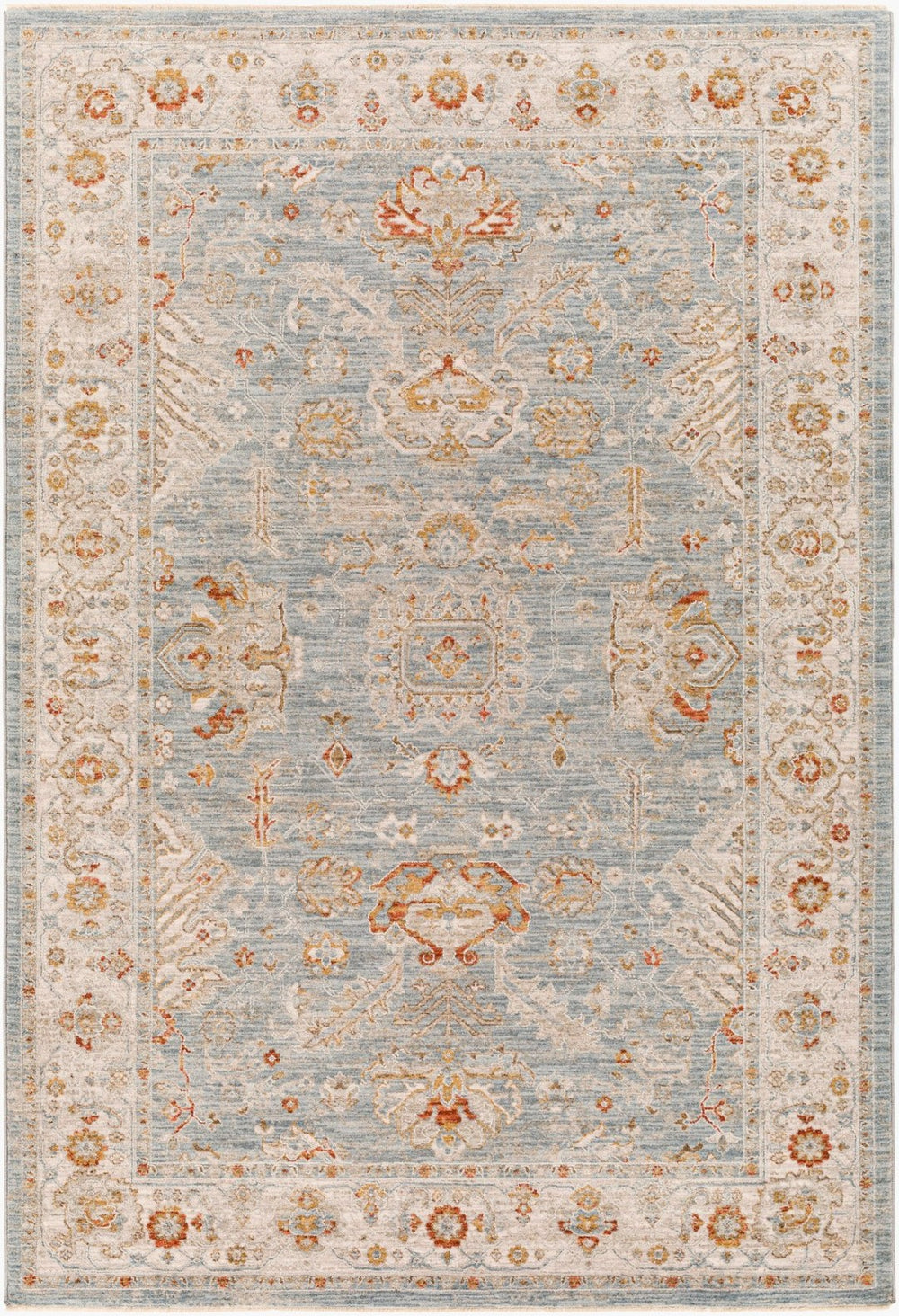 Livabliss Avant Garde Traditional Fringe Area Rug with Polypropylene Weave for Large Living Rooms Denim, Sage 9' x 12'2" AVT2318-9122
