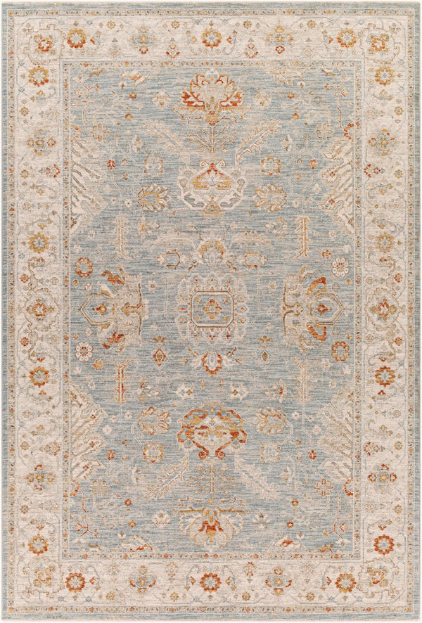 Livabliss Avant Garde Traditional Fringe Area Rug with Polypropylene Weave for Large Living Rooms Denim, Sage 6'7" x 9'6" AVT2318-6796