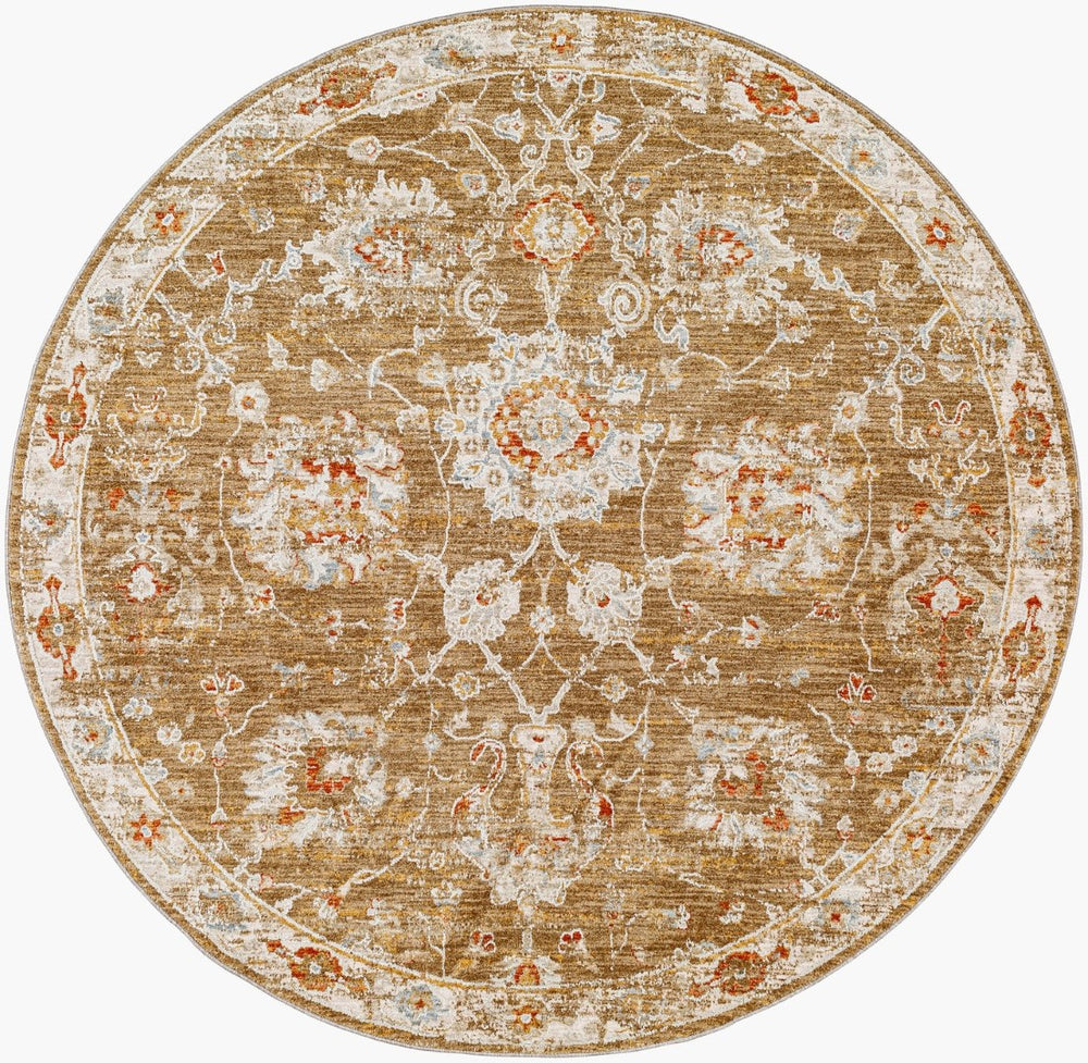 Livabliss Avant Garde Turkish Woven Accent Rug with Fringe Traditional Pattern for Entryways Rust, Denim 5'3" x 5'3" AVT2320-53RD