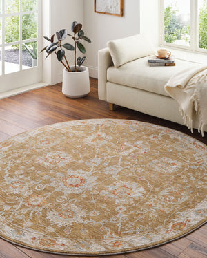 Livabliss Avant Garde Turkish Woven Accent Rug with Fringe Traditional Pattern for Entryways Rust, Denim 6'7" x 6'7" AVT2320-67RD