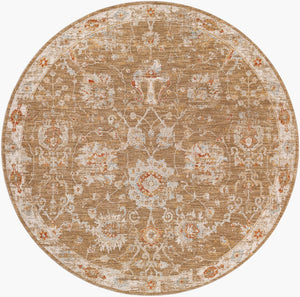 Livabliss Avant Garde Turkish Woven Accent Rug with Fringe Traditional Pattern for Entryways Rust, Denim 6'7" x 6'7" AVT2320-67RD