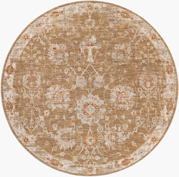 Livabliss Avant Garde Turkish Woven Accent Rug with Fringe Traditional Pattern for Entryways Rust, Denim 6'7" x 6'7" AVT2320-67RD