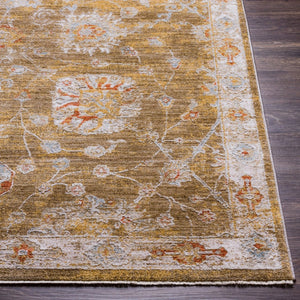 Livabliss Avant Garde Turkish Woven Accent Rug with Fringe Traditional Pattern for Entryways Rust, Denim 6'7" x 6'7" AVT2320-67RD