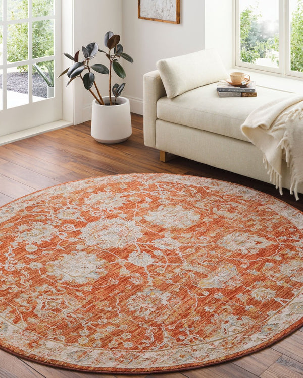 Livabliss Avant Garde Large Machine Woven Polypropylene Rug with Fringe for Living Dining Rooms Rust, Olive 7'10" x 7'10" AVT2321-710RD