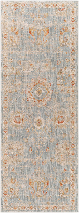 Livabliss Avant Garde Machine Woven Traditional Area Rug with Fringe for Dining Rooms Denim, Rust 2'7" x 7'3" AVT2322-2773