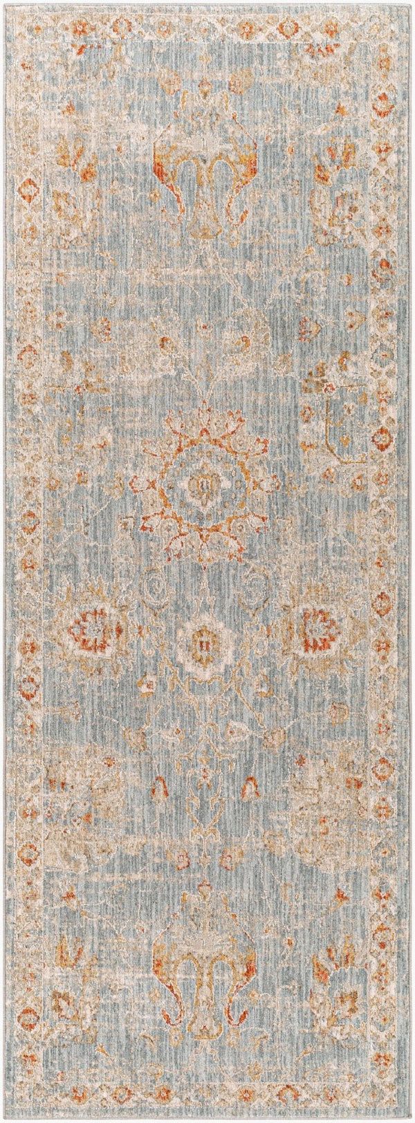 Livabliss Avant Garde Machine Woven Traditional Area Rug with Fringe for Dining Rooms Denim, Rust 2'7" x 7'3" AVT2322-2773
