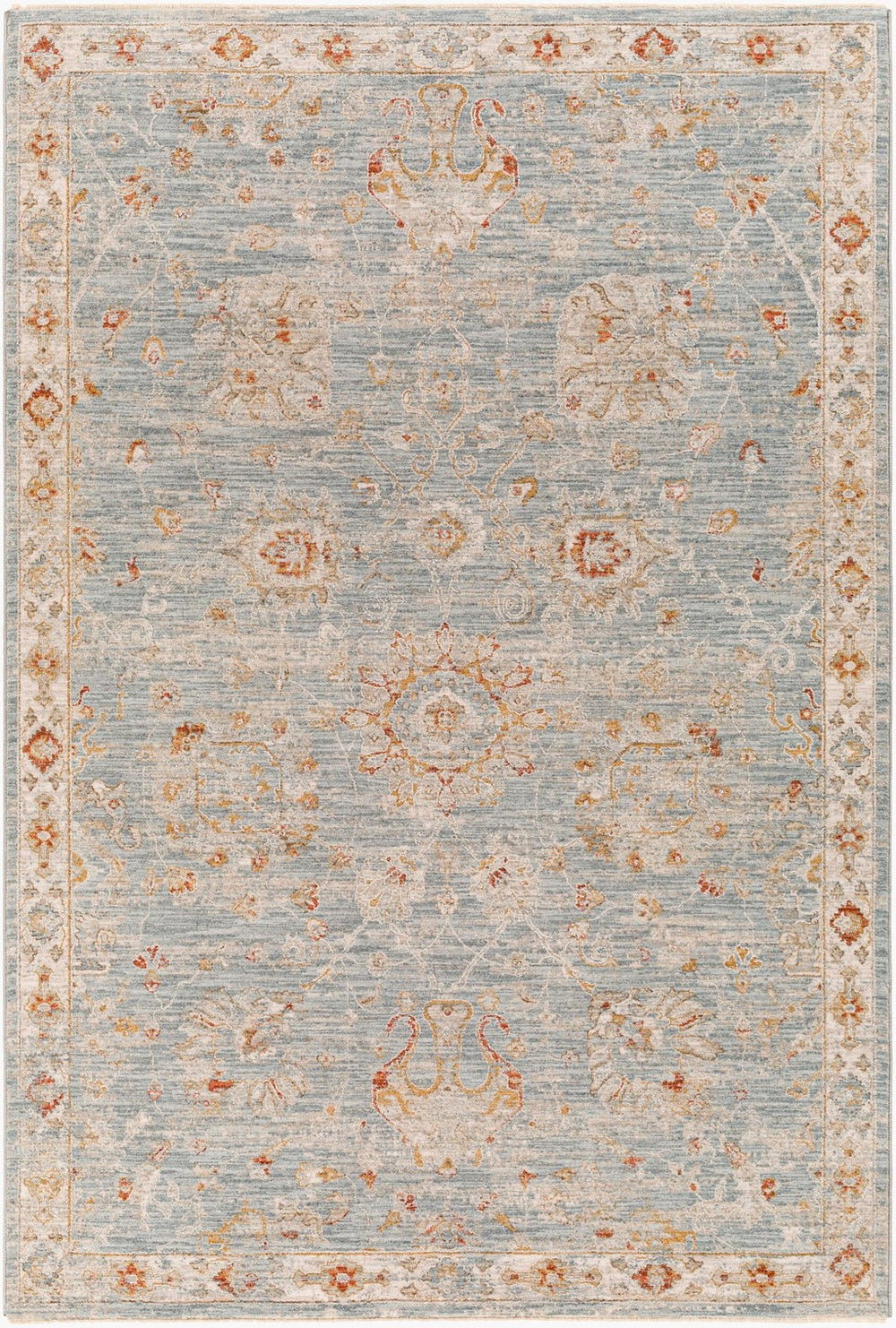 Livabliss Avant Garde Machine Woven Traditional Area Rug with Fringe for Dining Rooms Denim, Rust 12' x 15' AVT2322-1215