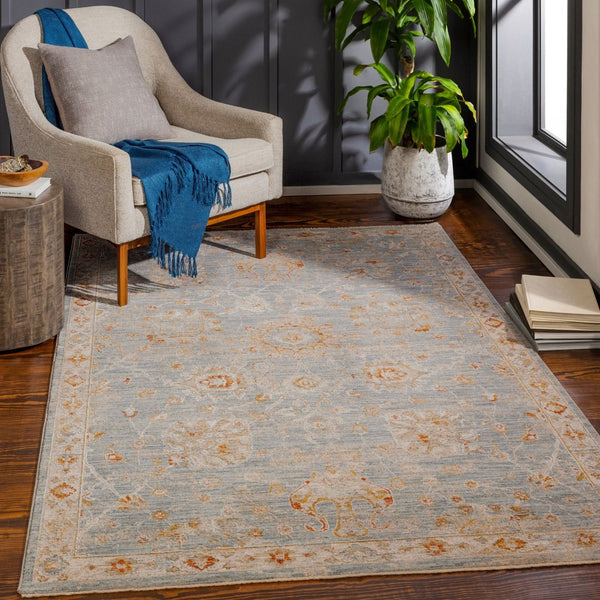 Livabliss Avant Garde Machine Woven Traditional Area Rug with Fringe for Dining Rooms Denim, Rust 12' x 15' AVT2322-1215