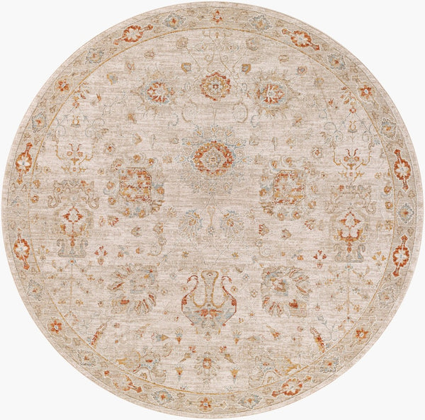 Livabliss Avant Garde Traditional Geometric Machine Woven Polypropylene Rug with Fringe Border Rust, Mustard 5'3" x 5'3" AVT2323-53RD
