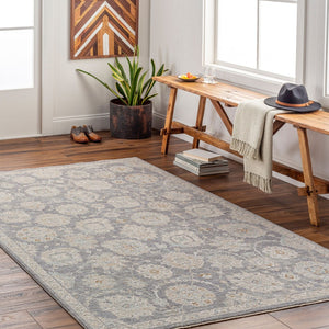 Livabliss Avant Garde Traditional Area Rug with High Low Pile Fringe Detail for Formal Living Rooms Denim, Dusty Sa 5' x 7'5" AVT2336-575