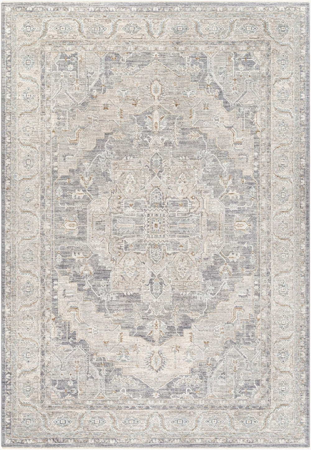 Livabliss Avant Garde Traditional Fringed Area Rug Polypropylene Blend for Dining Living Rooms Denim, Dusty Sa 6'7" x 9'6" AVT2337-6796