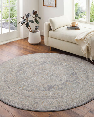 Livabliss Avant Garde Traditional Fringed Area Rug Polypropylene Blend for Dining Living Rooms Denim, Dusty Sa 5'3" x 5'3" AVT2337-53RD