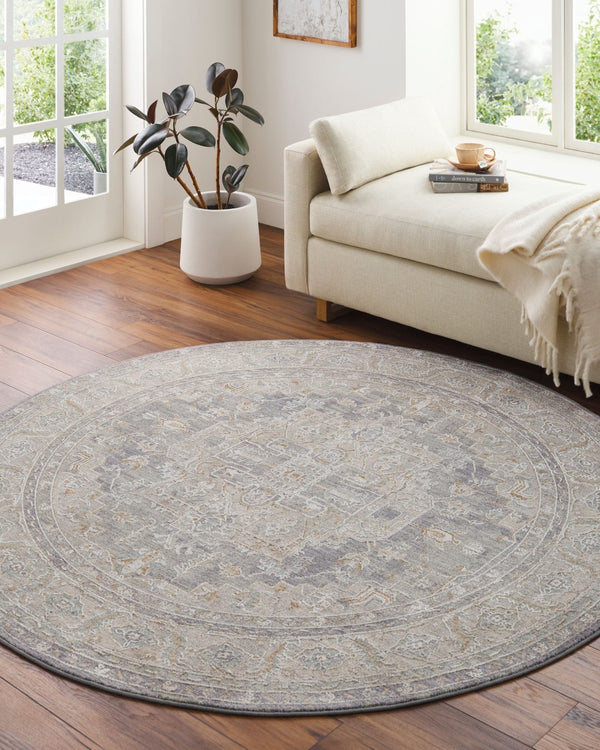 Livabliss Avant Garde Traditional Fringed Area Rug Polypropylene Blend for Dining Living Rooms Denim, Dusty Sa 5'3" x 5'3" AVT2337-53RD