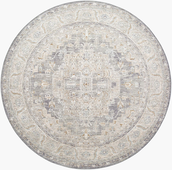 Livabliss Avant Garde Traditional Fringed Area Rug Polypropylene Blend for Dining Living Rooms Denim, Dusty Sa 5'3" x 5'3" AVT2337-53RD