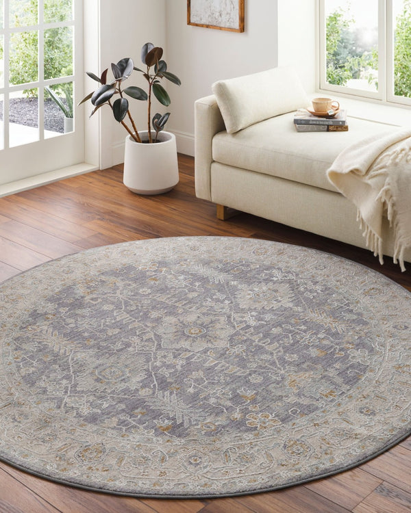 Livabliss Avant Garde Machine Woven Polypropylene Area Rug with Fringe for Living Room Denim, Dusty Sa 5'3" x 5'3" AVT2338-53RD