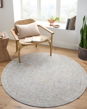 Livabliss Avant Garde Persian Inspired Area Rug with Fringe Trim for Living Room Decor Medium Gray, De 5'3" x 5'3" AVT2343-53RD