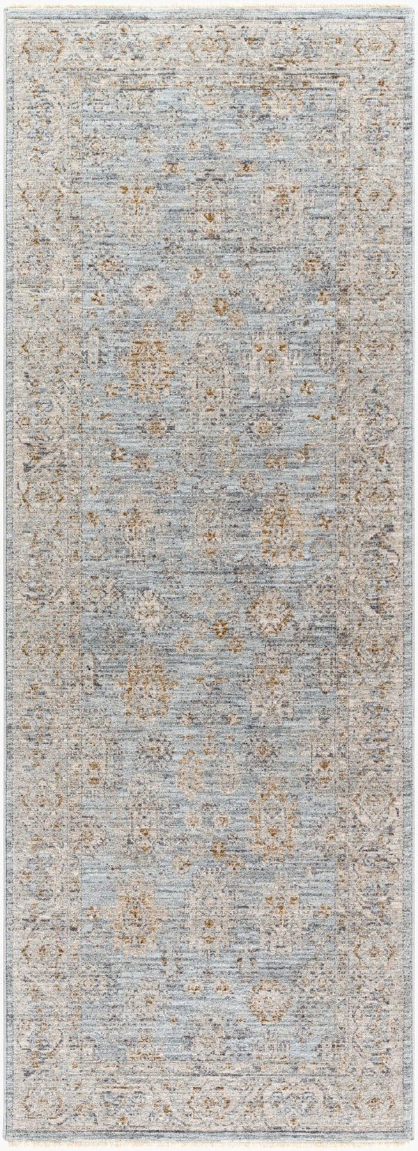 Livabliss Avant Garde Medallion Area Rug Machine Woven Turkish Polyester with Fringe Trim Medium Gray, De 2'7" x 10' AVT2344-2710