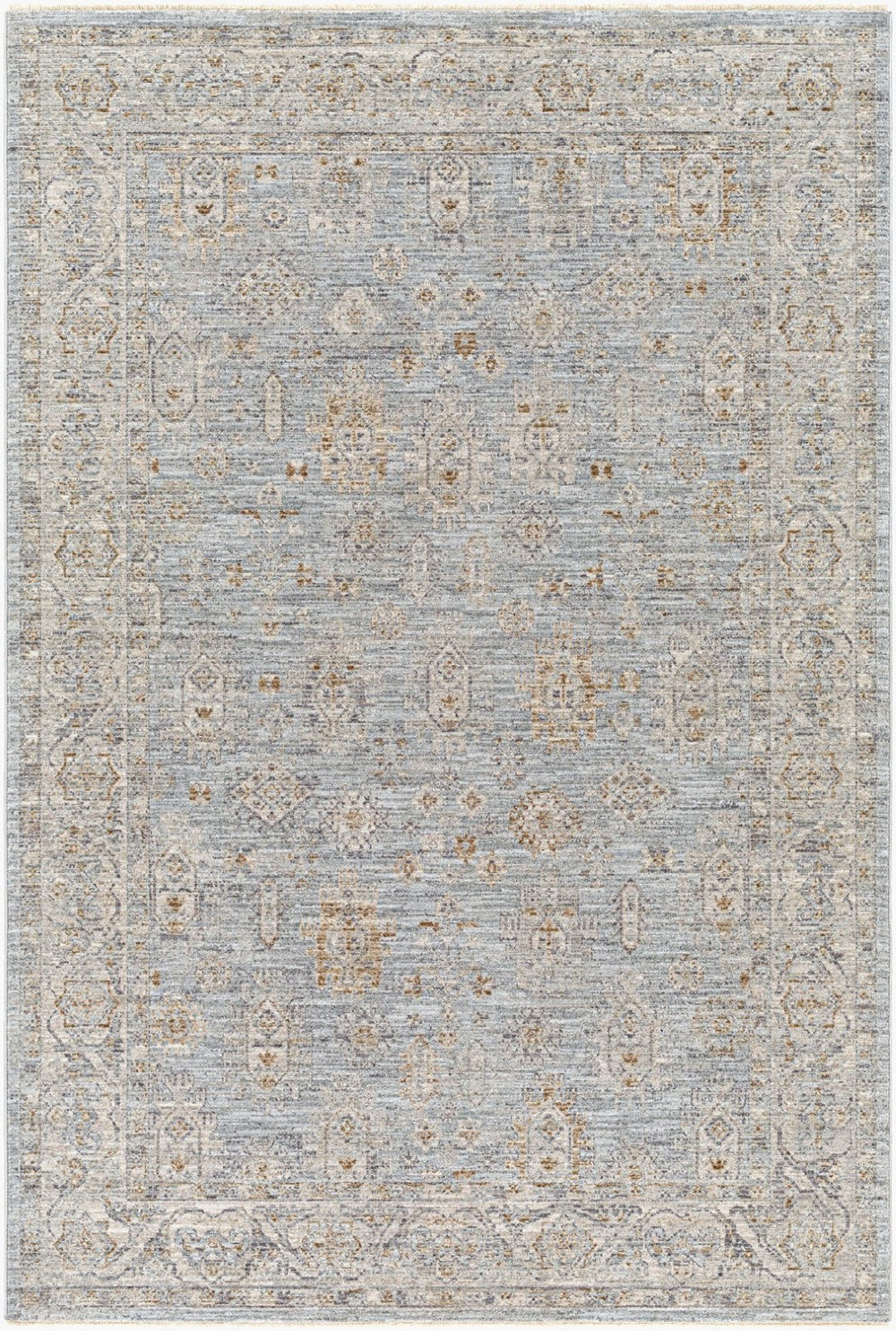 Livabliss Avant Garde Medallion Area Rug Machine Woven Turkish Polyester with Fringe Trim Medium Gray, De 5' x 7'5" AVT2344-575