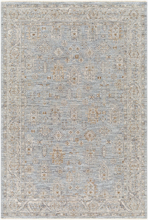 Livabliss Avant Garde Medallion Area Rug Machine Woven Turkish Polyester with Fringe Trim Medium Gray, De 5' x 7'5" AVT2344-575