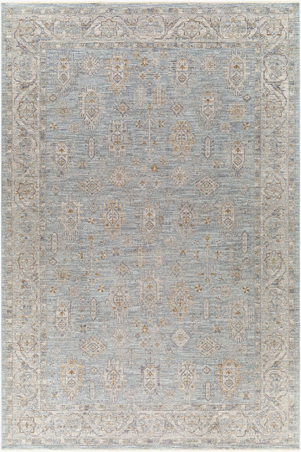 Livabliss Avant Garde Medallion Area Rug Machine Woven Turkish Polyester with Fringe Trim Medium Gray, De 6'7" x 9'6" AVT2344-6796