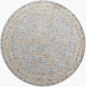 Livabliss Avant Garde Medallion Area Rug Machine Woven Turkish Polyester with Fringe Trim Medium Gray, De 6'7" x 6'7" AVT2344-67RD