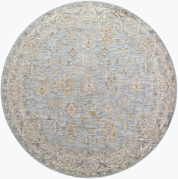 Livabliss Avant Garde Medallion Area Rug Machine Woven Turkish Polyester with Fringe Trim Medium Gray, De 6'7" x 6'7" AVT2344-67RD