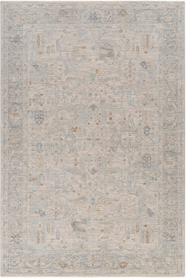 Avant Garde AVT-2348 6'7" x 9'6" Machine Woven Rug AVT2348-6796  Medium Gray, Charcoal, Deep Teal, Dusty Sage Surya