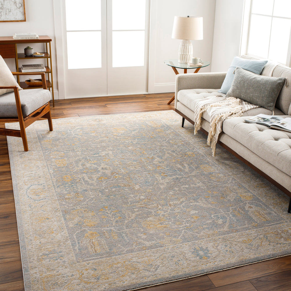 Avant Garde AVT-2349 9' x 12'2" Machine Woven Rug AVT2349-9122  Medium Gray, Taupe, Charcoal, Mustard Surya