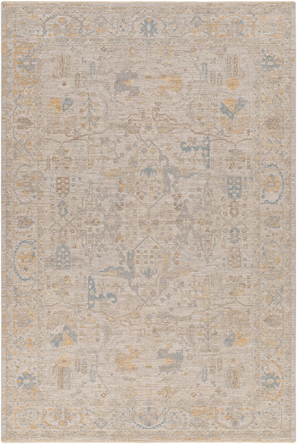Avant Garde AVT-2350 6'7" x 9'6" Machine Woven Rug AVT2350-6796  Medium Gray, Taupe, Mustard, Charcoal Surya