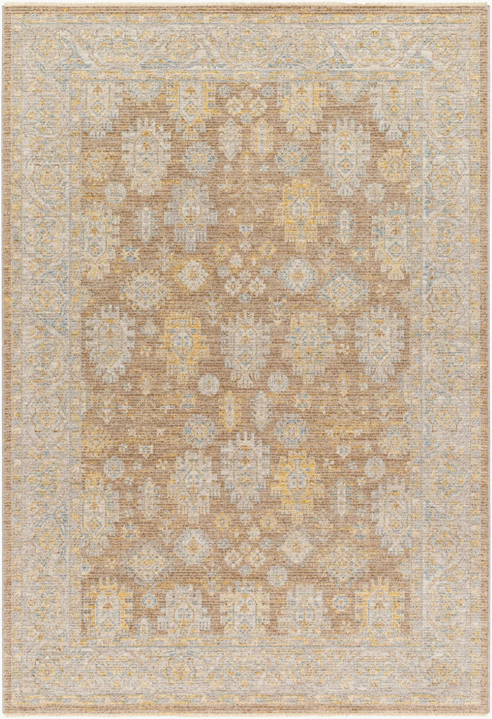 Livabliss Avant Garde Traditional Medallion Area Rug with Fringe Woven in Turkey for Large Rooms Dark Brown, Med 6'7" x 6'7" AVT2351-67RD