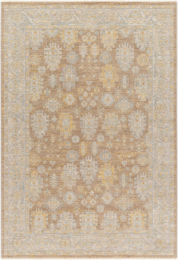 Livabliss Avant Garde Traditional Medallion Area Rug with Fringe Woven in Turkey for Large Rooms Dark Brown, Med 6'7" x 6'7" AVT2351-67RD