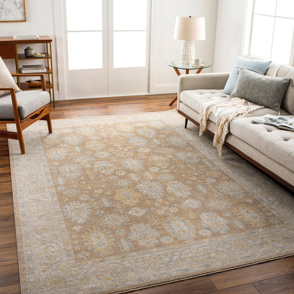 Livabliss Avant Garde Traditional Medallion Area Rug with Fringe Woven in Turkey for Large Rooms Dark Brown, Med 6'7" x 6'7" AVT2351-67RD