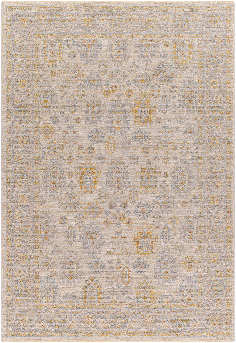 Avant Garde AVT-2353 9' x 12'2" Machine Woven Rug AVT2353-9122  Medium Gray, Taupe, Mustard, Charcoal Surya