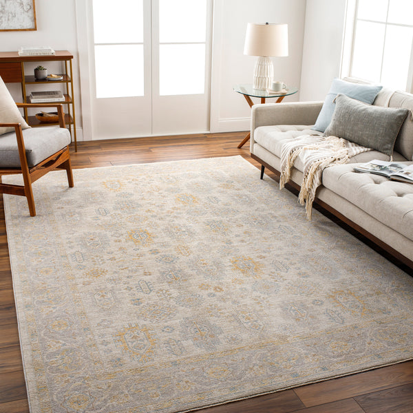 Avant Garde AVT-2353 9' x 12'2" Machine Woven Rug AVT2353-9122  Medium Gray, Taupe, Mustard, Charcoal Surya