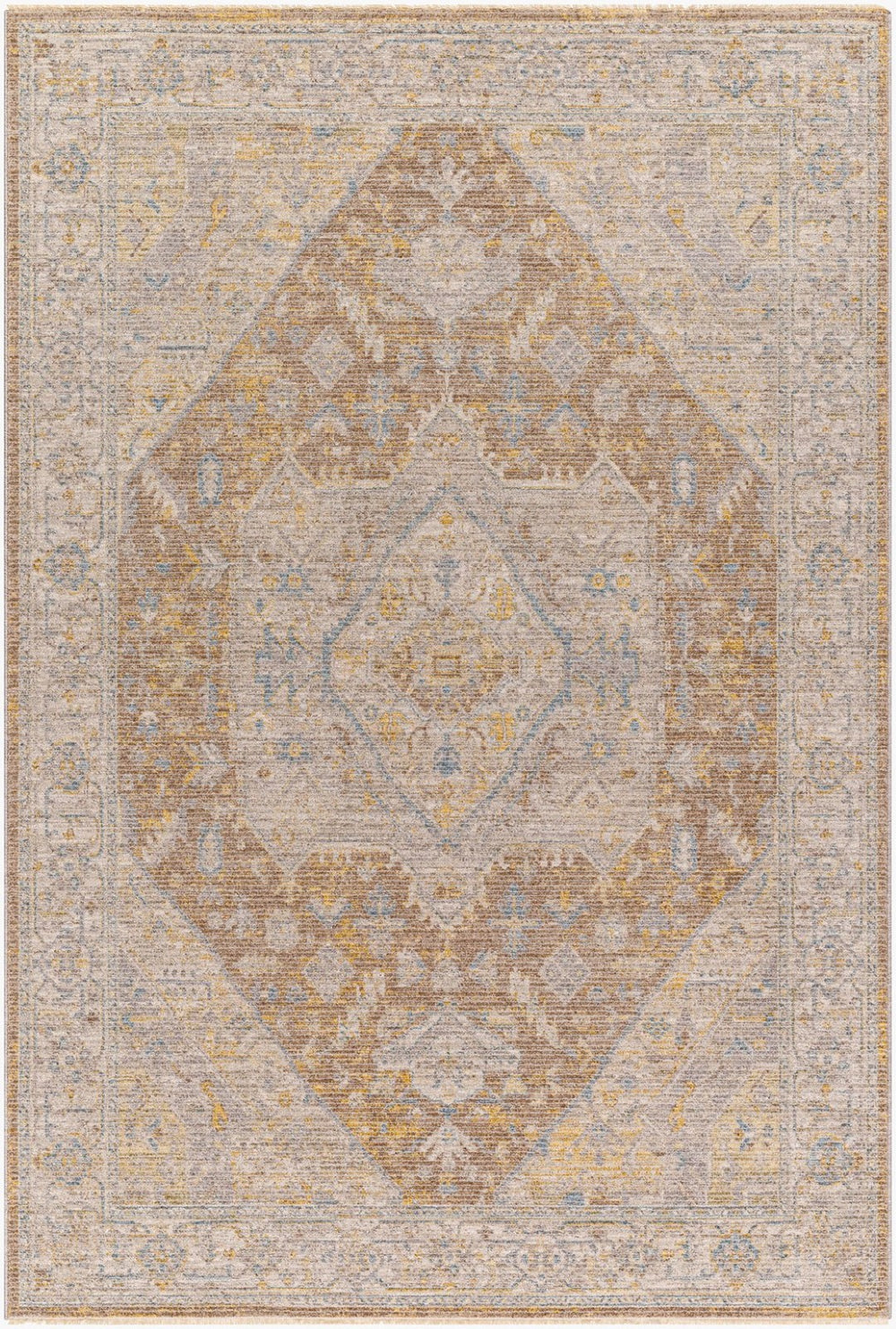 Livabliss Avant Garde Traditional Fringe Accent Rug Turkish Woven Polyester for Entryways Taupe, Medium G 6'7" x 6'7" AVT2358-67RD