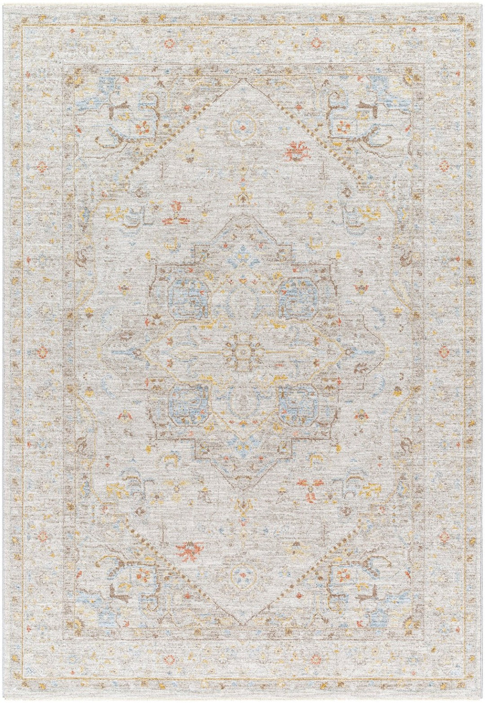 Livabliss Avant Garde Traditional Medallion Polyester Area Rug with Fringe for Large Living Rooms Taupe, Dark Bro 5' x 7'5" AVT2362-575