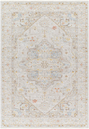 Livabliss Avant Garde Traditional Medallion Polyester Area Rug with Fringe for Large Living Rooms Taupe, Dark Bro 5' x 7'5" AVT2362-575