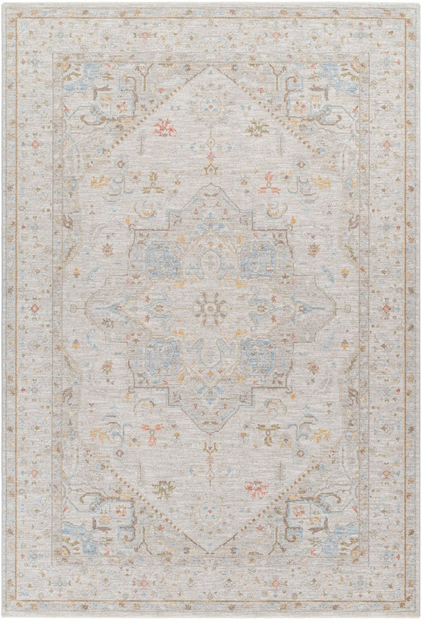 Livabliss Avant Garde Traditional Medallion Polyester Area Rug with Fringe for Large Living Rooms Taupe, Dark Bro 6'7" x 9'6" AVT2362-6796