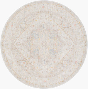 Livabliss Avant Garde Traditional Medallion Polyester Area Rug with Fringe for Large Living Rooms Taupe, Dark Bro 6'7" x 6'7" AVT2362-67RD