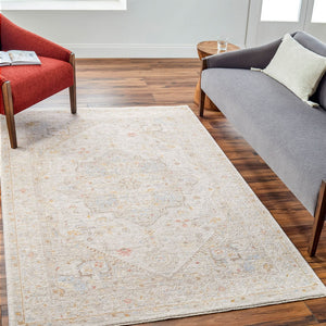 Livabliss Avant Garde Traditional Medallion Polyester Area Rug with Fringe for Large Living Rooms Taupe, Dark Bro 5' x 7'5" AVT2362-575