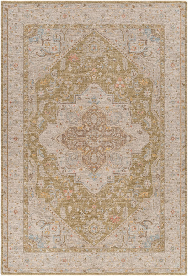 Livabliss Avant Garde Fringe Border Traditional Polyester Area Rug for Large Formal Living Spaces Light Olive, Ta 12' x 15' AVT2363-1215
