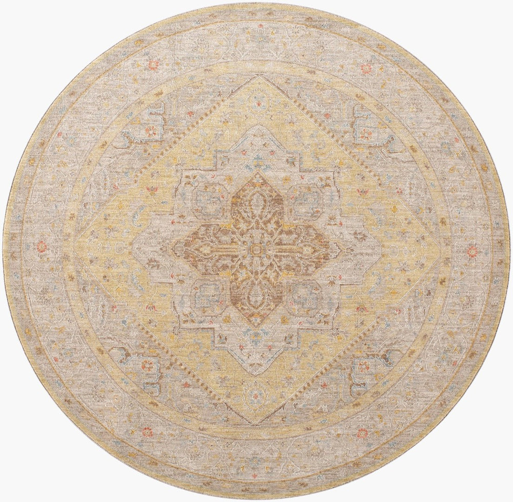 Livabliss Avant Garde Fringe Border Traditional Polyester Area Rug for Large Formal Living Spaces Light Olive, Ta 6'7" x 6'7" AVT2363-67RD