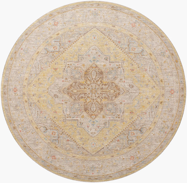 Livabliss Avant Garde Fringe Border Traditional Polyester Area Rug for Large Formal Living Spaces Light Olive, Ta 6'7" x 6'7" AVT2363-67RD