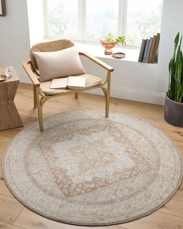 Livabliss Avant Garde Traditional Area Rug with Fringe Turkish Woven Polyester Living Room Anchor Dark Brown, Tau 6'7" x 6'7" AVT2366-67RD
