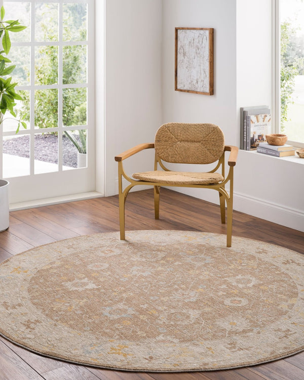 Livabliss Avant Garde Fringe Border Polyester Area Rug Traditional Woven Dining Living Room Dark Brown, Tau 5'3" x 5'3" AVT2370-53RD