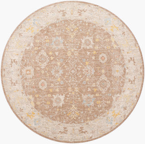 Livabliss Avant Garde Fringe Border Polyester Area Rug Traditional Woven Dining Living Room Dark Brown, Tau 5'3" x 5'3" AVT2370-53RD