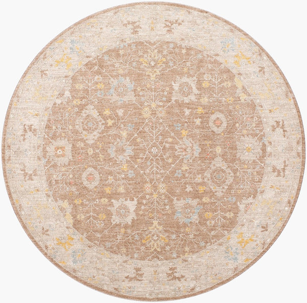 Livabliss Avant Garde Fringe Border Polyester Area Rug Traditional Woven Dining Living Room Dark Brown, Tau 5'3" x 5'3" AVT2370-53RD