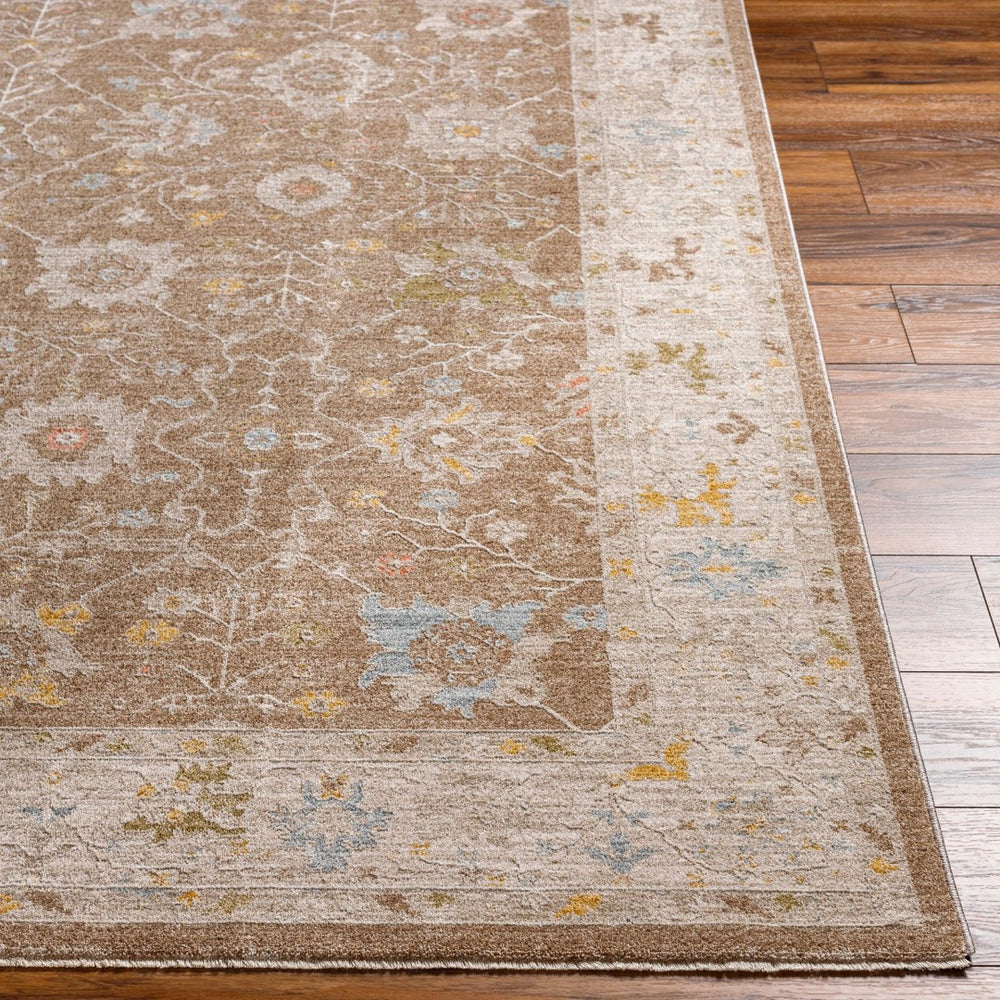 Livabliss Avant Garde Fringe Border Polyester Area Rug Traditional Woven Dining Living Room Dark Brown, Tau 5'3" x 5'3" AVT2370-53RD