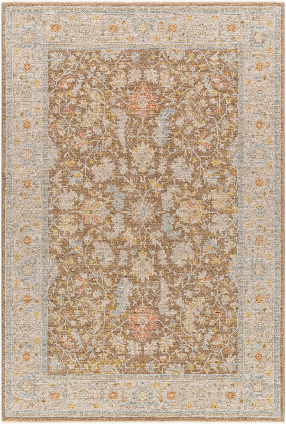 Livabliss Avant Garde Square Area Rug Turkish Woven Polyester with Fringe Traditional Living Room Dark Brown, Amb 7'10" x 7'10" AVT2372-710RD